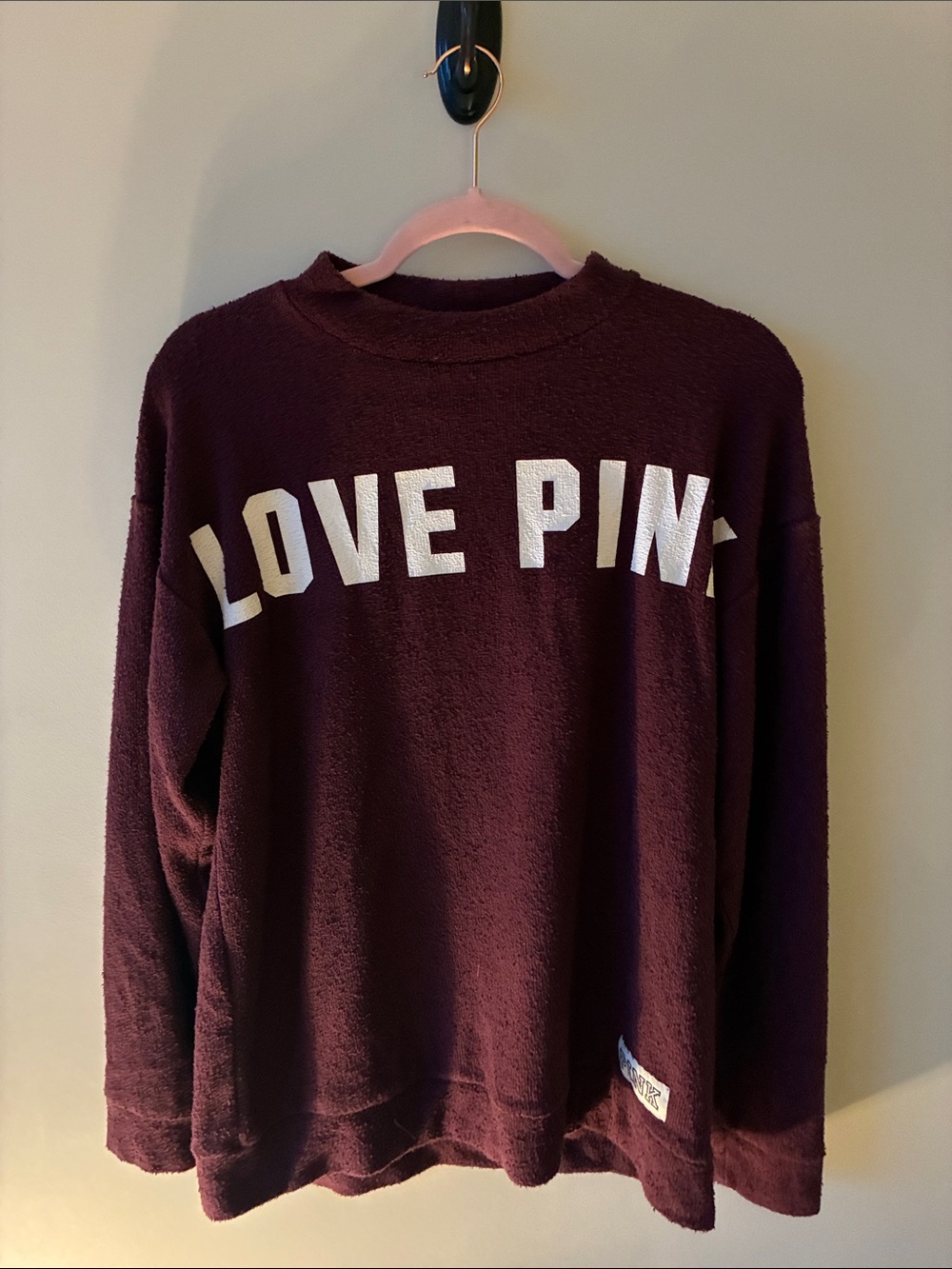 PINK Victoria's Secret Burgundy LOVE PINK Fleece Pullover